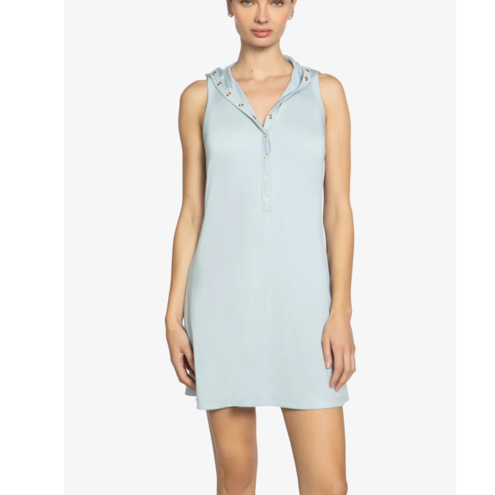 ROBIN PICCONE AMY HOODIE DRESS in Cielo. Size L. MSRP $138